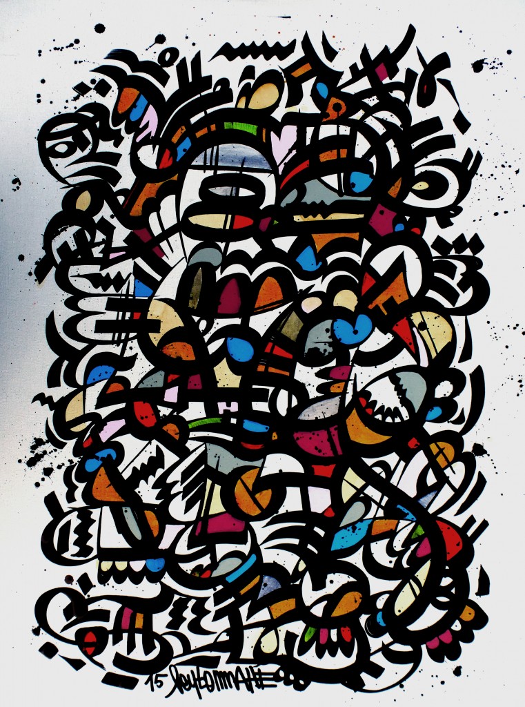 Sans-titre (DjN 02) 81 x 60 cm, encre et gouache sr toile, 2015